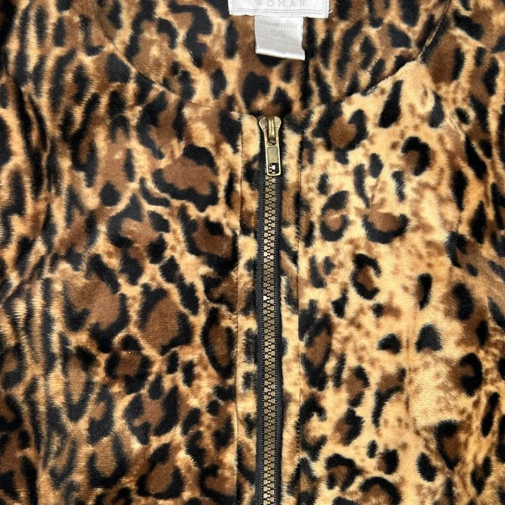 Vintage JORDAN Leopard Faux Fur Sleeveless Vest‎ 1X